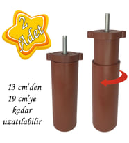 2 Adet Ayarlı Destek Ayağı 13 x 19 cm Kahverengi Gizli Ayak M8 Civatalı İncediş Mobilya Kanepe Baza Koltuk
