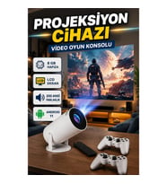 Android 11 Projeksiyon Cihazı – 8 GB Hafıza, 10.000 Oyun ve Kumanda