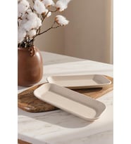Mat Krem Pergamon Kayık Tabak 26 Cm 2 Adet 040