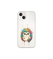 iPhone 14 ile Uyumlu Splash Kirpi Tasarımlı Şeffaf Silikon Kılıf