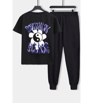 Unisex Positivity Baskılı 2'li Eşofman Takımı (Siyah)