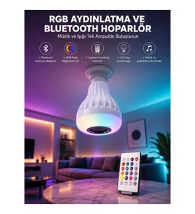 Mey İthalat® Kablosuz Bluetooth Hoparlör Led Lamba