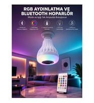 Mey İthalat® Kablosuz Bluetooth Hoparlör Led Lamba