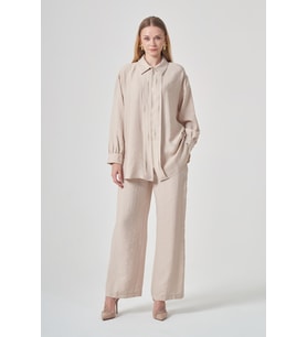 FTZ Women Kadın Taş Detaylı Tulipa Takım Beige 31426