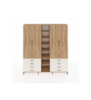 Hyperion Dolap 10 Raflı 8 Çekmeceli 2 Askılı 220x44x243 Çam-Çam/Aytaşı