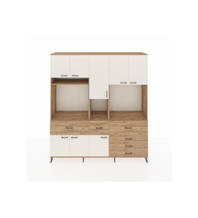 Hyperion Dolap 10 Raflı 6 Çekmeceli 8 Kapaklı 220x44x243 Çam-Aytaşı/Çam