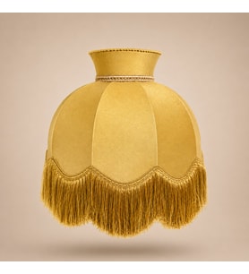 Gold Kadife Kaplı Gold Detaylı El Yapımı Vintage Lambader Şapkası 50x50cm