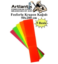 Fosforlu Krapon Kağıdı 5 Renk 50x200 cm 1 Paket Grapon Kağıdı Karışık Renkli 5'li Okul Sınıf Kreş (Çok Renkli)