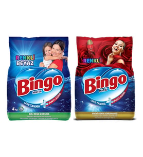 Bingo Matik Renkli Beyaz 4 kg ve Renkli 4 kg Toz Camaşır Deterjanı 2 li Set