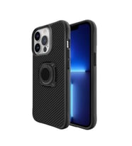 Coverzone Y�z�k Tutuculu Standl? K?l?f iPhone 13 Pro ?le Uyumlu K?l?f Standl? ve Y�z�k Tutuculu Karbon Fiber G�r�n�ml� Black iPhone 13 Pro K?l?f (Siyah)