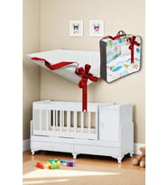 Anne Yanı, Sallanır, Büyüyen Bebek Beşiği, Yataklı, Mavi Uyku Setli, Çekmeceli, Kapaklı 60 X 120