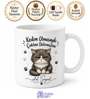 İsme Özel Kedim Olmasaydı Yazılı Komik Kupa Bardak Kedi Severler İçin Hediye