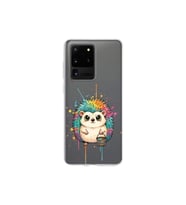 Samsung Galaxy S20 Ultra ile Uyumlu Splash Kirpi Tasarımlı Şeffaf Silikon Kılıf
