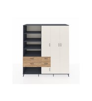 Kronos Dolap 14 Raflı 4 Çekmeceli 4 Kapaklı 220x59x243 Antrasit-Aytaşı/Çam
