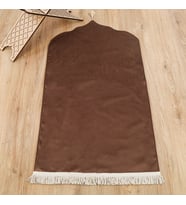 Huzur Serisi Lüks Biyeli Astarlı Kadife Seccade - Kahverengi (67*130 cm)