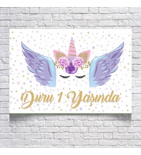 Unicorn Temalı Doğum Günü Afişi 35X50 cm