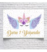 Unicorn Temalı Doğum Günü Afişi 35X50 cm