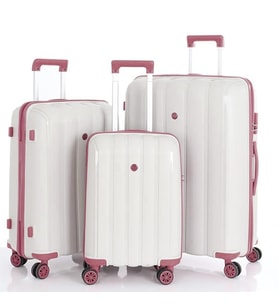MÇS 3lü Set Kırılmaz Silikon Seyahat Valizi Bavulu V305 Kemik KPudra