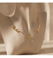 Kişiye Özel Şık Çift İsim Kalp Kolye 925K Gümüş (Gold)