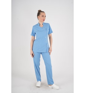 Aylu Model Soft Likra Bebe Mavisi Doktor Hemşire Hastane Scrubs Üniforma Takımı