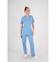 Aylu Model Soft Likra Bebe Mavisi Doktor Hemşire Hastane Scrubs Üniforma Takımı