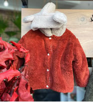 UNİSEX peluş kiremit rengi bebek çocuk montu
