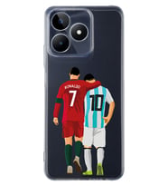 Realme C53 Uyumlu Lionel Messi ve Cristiano Ronaldo Desenli Şeffaf Telefon Kılıfı