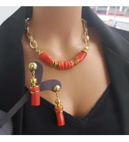 Özel tasarım Charm zincir Mercan Kolye ve Küpe set