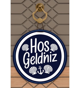Modern Dijital Baskı Ahşap Mavi Deniz Temalı Kapı Süsü