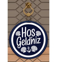 Modern Dijital Baskı Ahşap Mavi Deniz Temalı Kapı Süsü