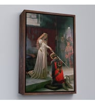 Çerçeveli Edmund Leighton The Accolade Dekoratif Duvar Tablosu (Beyaz)