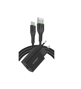 Hytech HY-XE26T Type-C Kablolu 2100MA Ev Şarj 11W + 2,4A Siyah Şarj Adaptör Seti