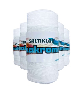 5 Adet Polyester Makrome İpi 10 Kar Beyaz 100 gr