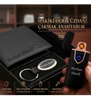 İsme Özel  Hakiki Deri Cüzdan Şarjlı Çakmak Anahtarlık Erkek Hediye Seti - Babaya Eşe Sevgiliye Arkadaşa Hediye