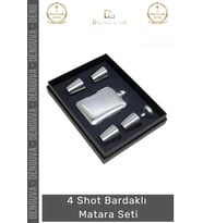 #ShotMataraÇelik Paslanmaz Şık Tasarım Dayanıklı Soğuk Sıcak Tutan Matara 4 Shot Bardak Hediye Seti