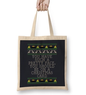 Pretty Face Elf Quote Christmas Knit Bez Çanta Uzun Saplı
