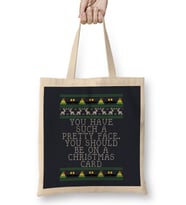 Pretty Face Elf Quote Christmas Knit Bez Çanta Uzun Saplı