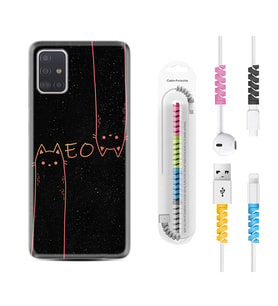 Samsung a71 A72 A73 A7 A9 2018 C7 C9 Kılıf Kablo Koruma Spiral Silikon Meow 1657