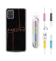 Samsung a71 A72 A73 A7 A9 2018 C7 C9 Kılıf Kablo Koruma Spiral Silikon Meow 1657