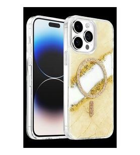 Onegif Apple İphone 15 Pro Max Lotus Simli Magsafe Kapak - Gümüş