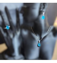 Topaz Mavi Taşlı Set - Yüzük 18n (Gümüş)