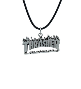 Thrasher Magazine Deri ip Kolye - Gümüş Kaplama - Kadın Erkek Kolye - No:942