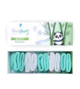 Novibaby 5'li Bambu Yenidoğan Bebek Çorap I Minty I 0-6 ay (Mint Yeşili - Beyaz)