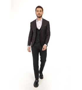 Jan Carlucci Yünlü Slimfit Yelekli Drop 6 Takım