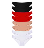 Mulvxbrf Brf02 8 Adet Süper Eko Set Likralı Kadın Slip Külot Siyah Kırmızı Ten Beyaz (Mulvix)
