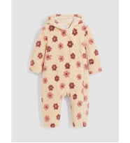 LCW baby Bej Çiçekli Kız Bebek Pelüş Tulum