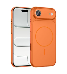 Apple iPhone 17 Air Uyumlu Kılıf Zore M-Safe Şarj Özellikli Kamera Korumalı Formen Kapak (Turuncu)