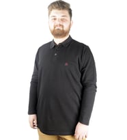 Mode XL Büyük Beden Tshirt Polo Classic U.Kol Nakışlı 22445 Siyah