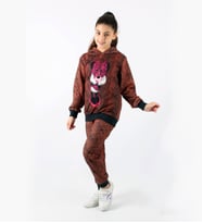 Triliya-Kız Çocuk Kapüşonlu Mickey Dijital Mevsimlik Eşofman Takımı- 4-12 Yaş (Desenli)