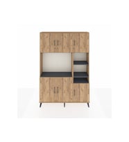 Arges Dolap 10 Raflı 6 Kapaklı 132x30x195 Çam-Çam/Antrasit